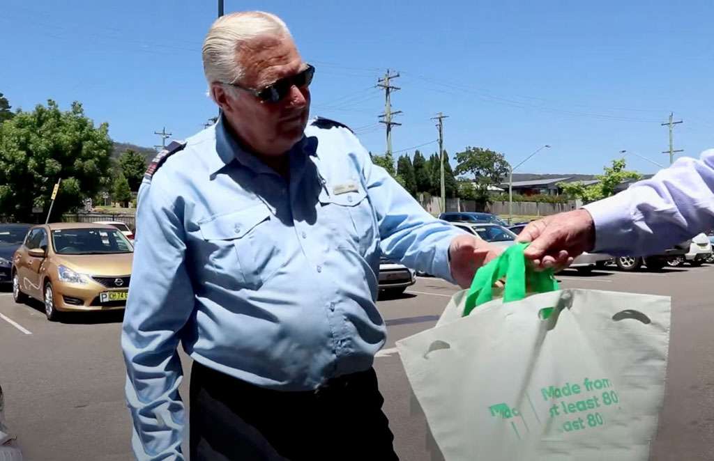 a man holding a bag